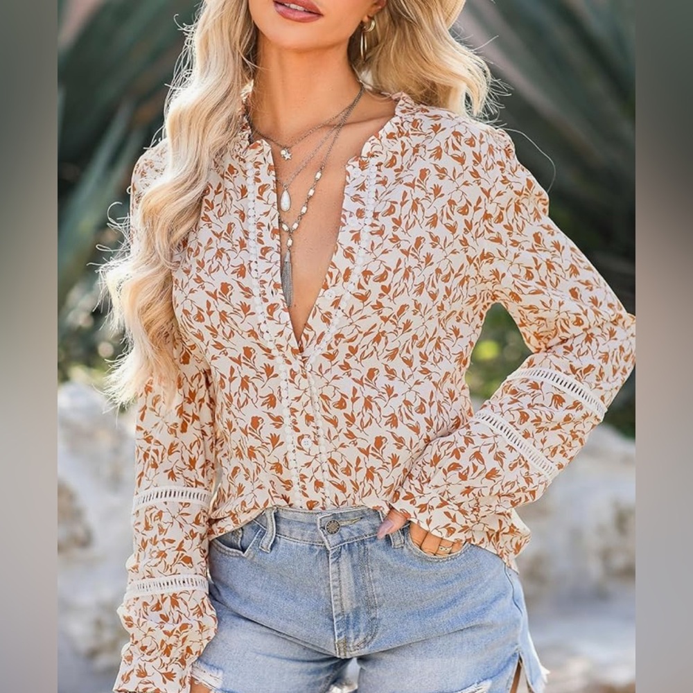 Floral Print Ruffle Blouse